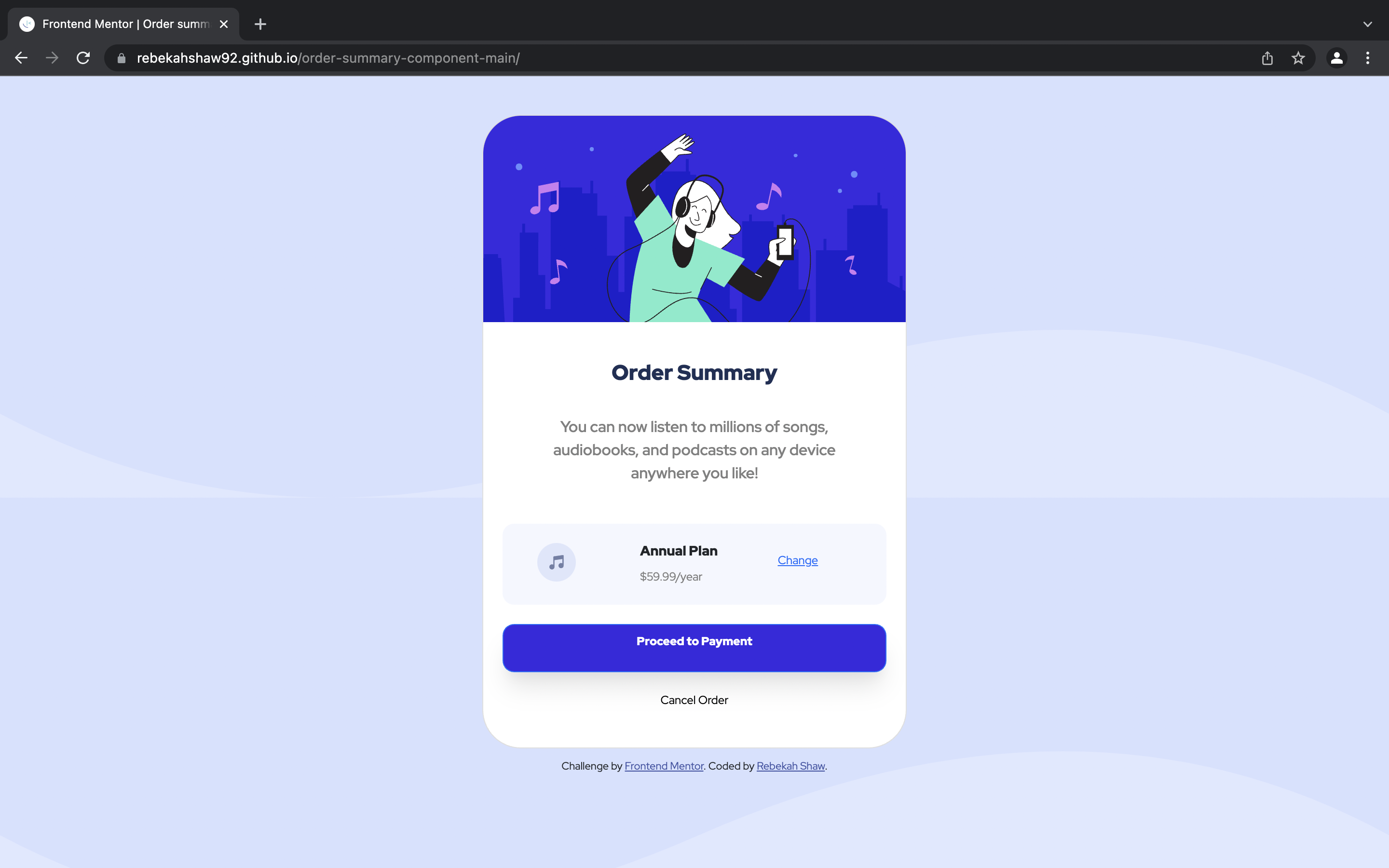 Order Summary Component