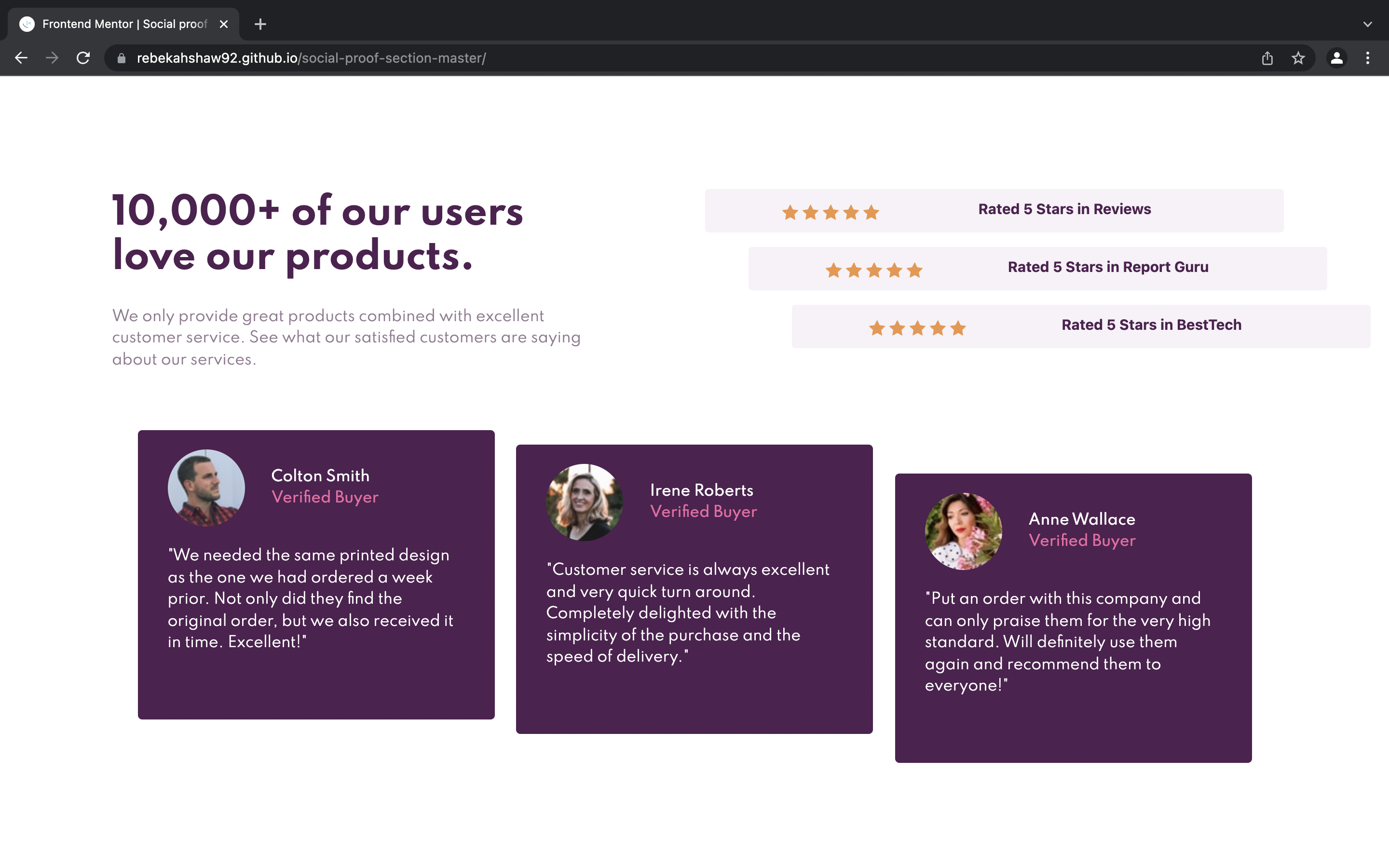 Social Proof Section